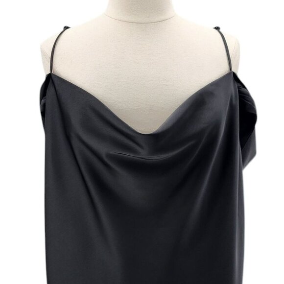 NWT Eloquii Black Satin Off The Shoulder Cowl Neck Blouse Top Womens 28 - Picture 3 of 13